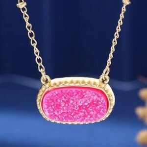 Oval sparkle Pendant Necklace copper jewelry gold hot pink Gift silver bling NEW